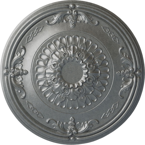Ekena Millwork Athens Ceiling Medallion (Fits Canopies up to 3 5/8"), Hand-Painted Platinum, 26 1/4"OD x 3 1/4"P CM27ATPLS - main